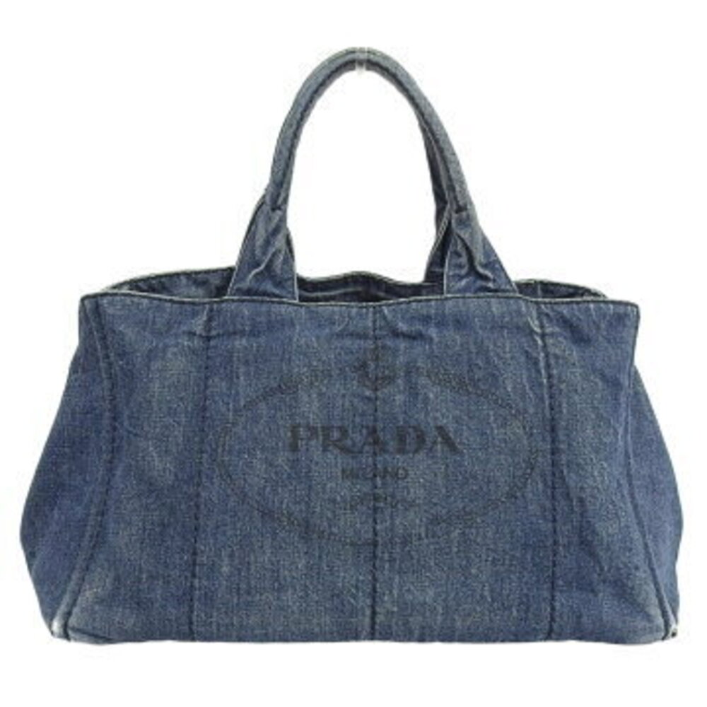 Prada Canapa Tote Bag Handbag Denim Blue